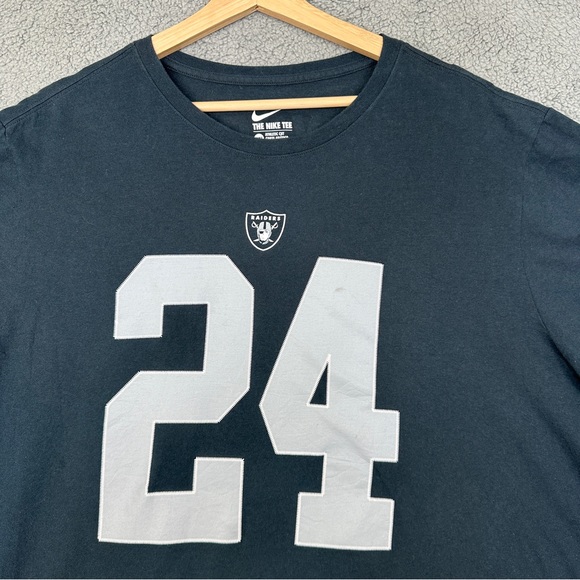 NFL Oakland Raiders Football Team #24 Marshawn Lynch Nike Cotton T-shirt Men’s - Picture 2 of 13